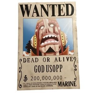 One Piece God Usopp Dead or Alive Wanted Poster 200000000 Marine